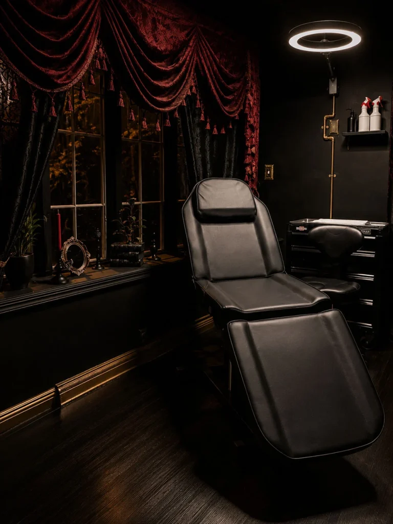 Custom tattoo artwork background for the services section at Tainted Flesh Body Art North